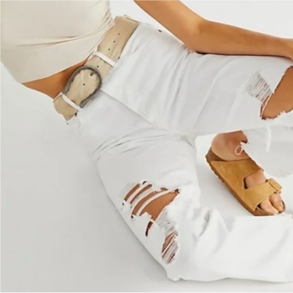 NWT AGOLDE ‘90s Straight Leg Mid Rise Loose Ripped Jean – White SZ 30 - Picture 2 of 10